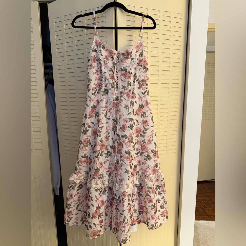 Cider Floral Cottagecore Lace Trim Maxi Dress NWT Size M - Picture 4 of 10